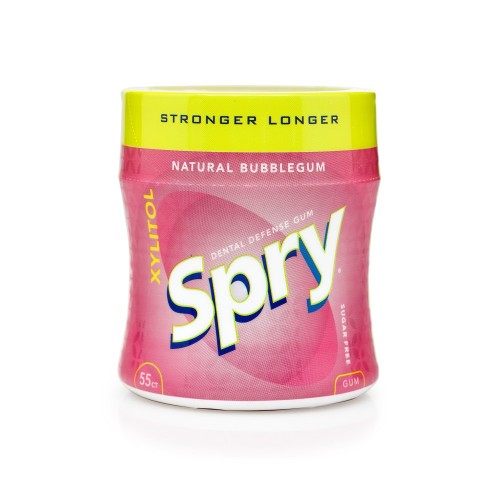 Guma de mestecat Spry Stronger Longer, borcan cu 55 tablete, bubble-gum