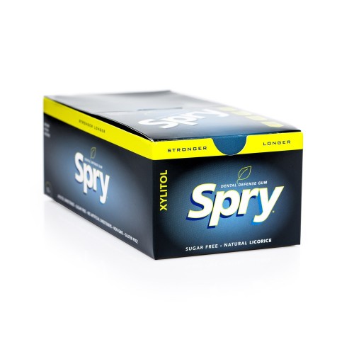 Guma de mestecat Spry Stronger Longer, folie cu 12 tablete x 12 buc., lemn dulce (licorice)
