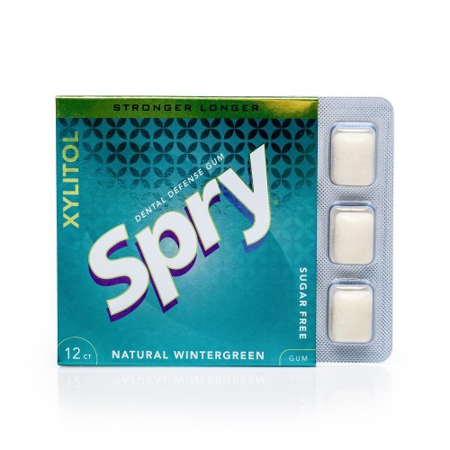 Guma de mestecat Spry Stronger Longer, folie cu 12 tablete, wintergreen